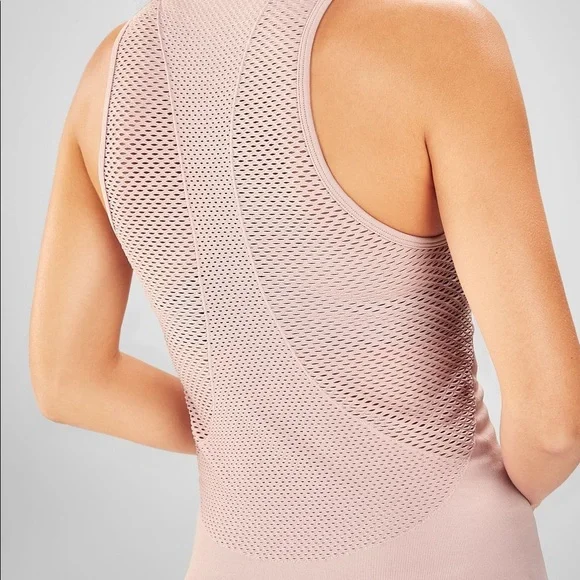 Fabletics- Musetta Seamless Openwork Tank XS Dusty Rose - Picture 3 of 5